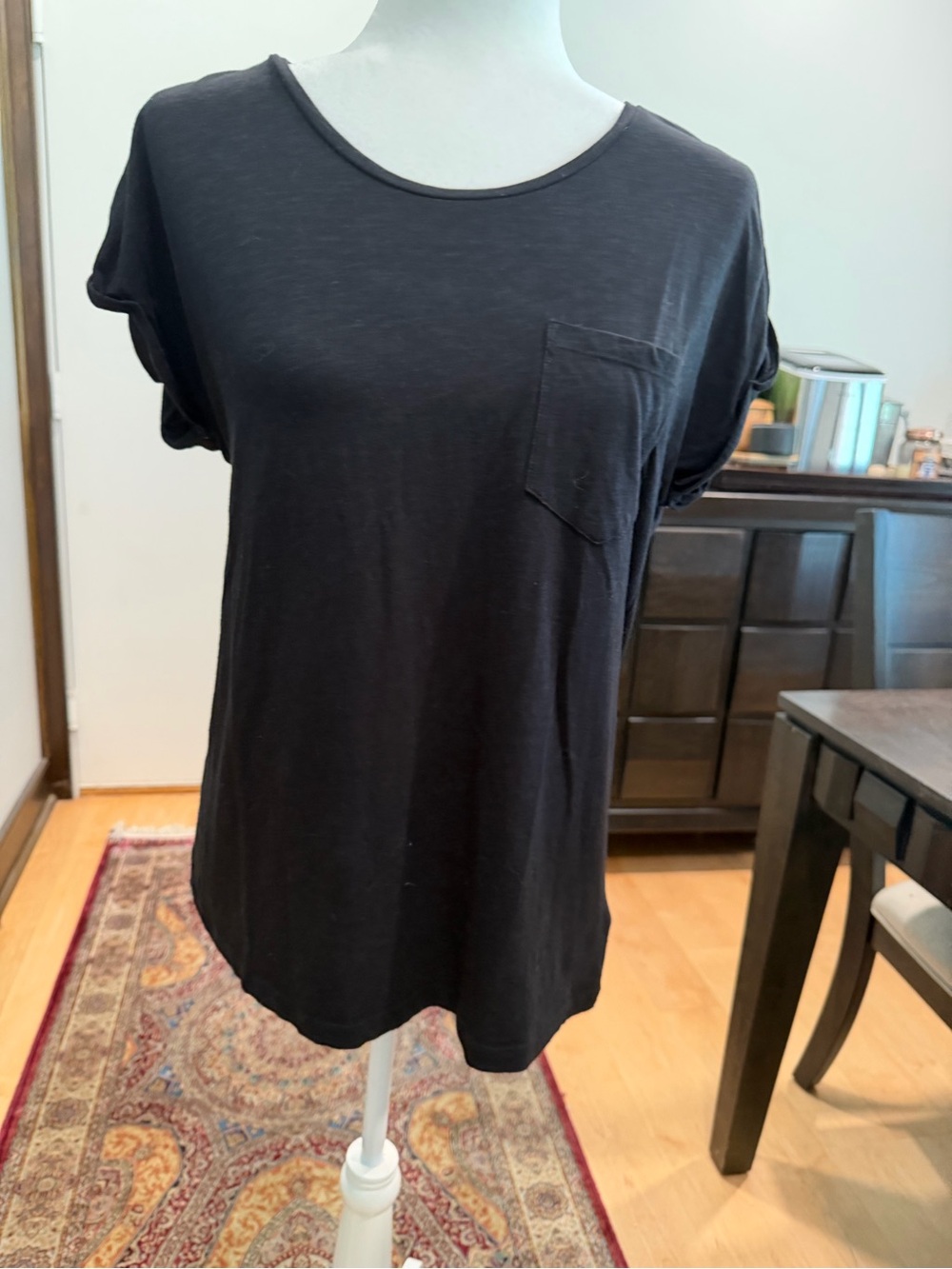 Sigrid Olsen Black Short Sleeve Pocket Tee